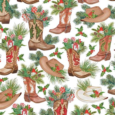 western christmas wrapping paper nearby